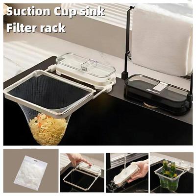 Keuken Zink Filter Afvoerrek Met 50 stuks Filtergaas Opvouwbare Afvalzeef Houder Vuilnisnet Rek Voor Zink Accessoire
