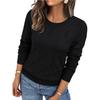 Women S Casual Knitted Pullover Sweater Round Neck Long Sleeve Solid Color