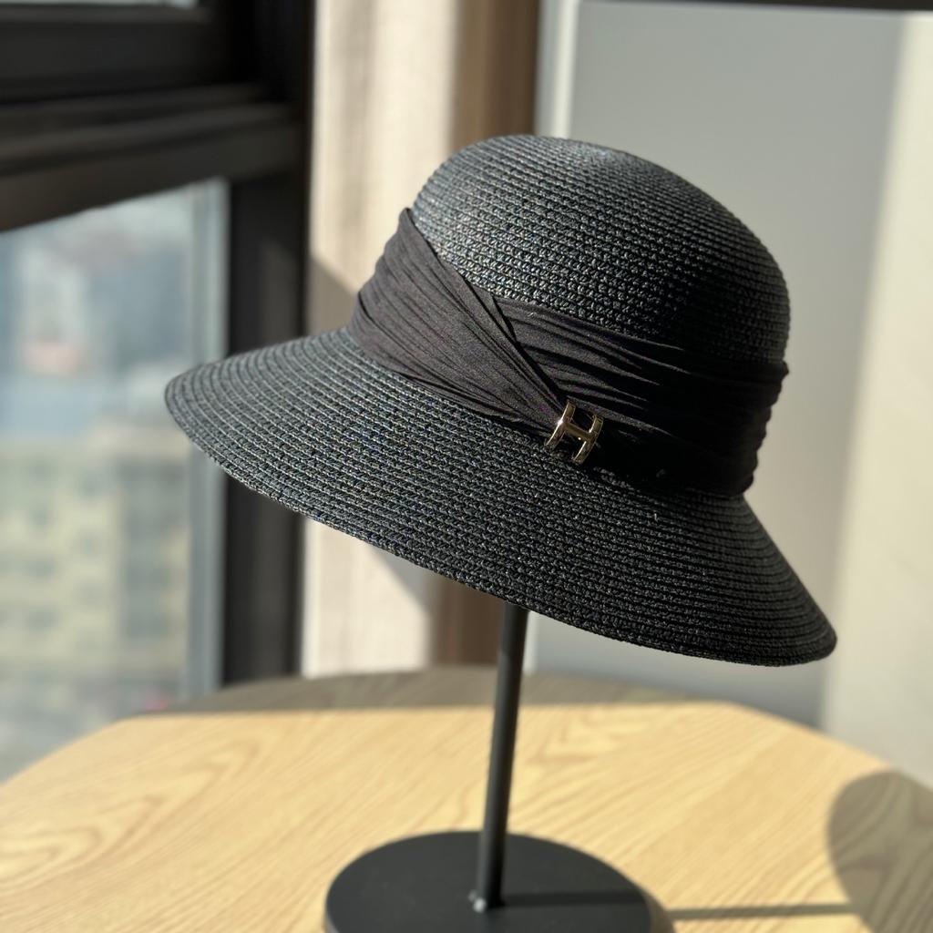 New French Straw Hat Women's Summer Seaside Sun Hat Beach Vacation Basin Hat Shade