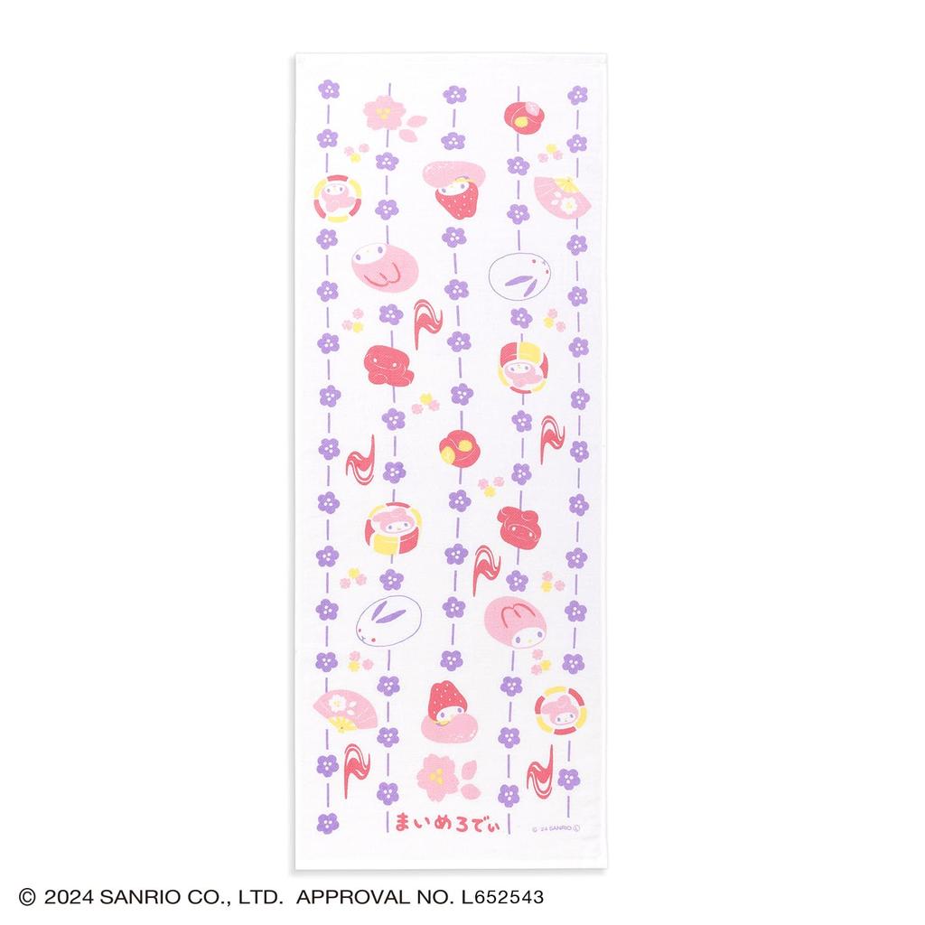 Towel Museum Tenugui Made In 34 X 90 Sanrio My Japanese Towel, Japan, 100% Cotton, Approx. Cm, Melody, Sweets, Purple, 28-2002120