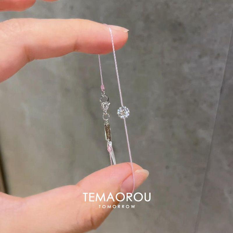 

DIY Homemade Exquisite S925 Entire Sterling Silver Slim Rhinestone Extremely Fine Pink Carrying Strap Socialite Elegant Woven Bracelet s925 sterling silver diamond powder hand rope