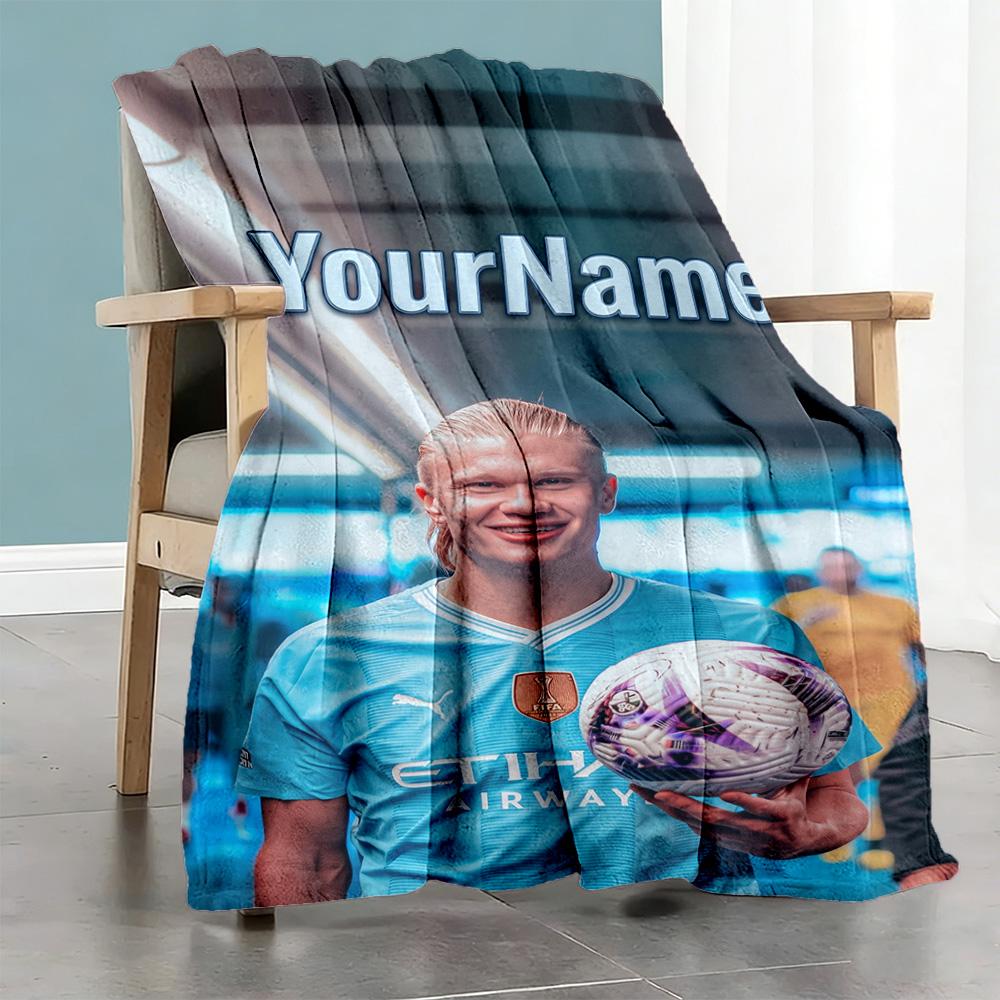 Haaland 180 Personalized Text Blanket Multi-purpose Personalized Blanket Comfortable Versatile for Couch Home Decor Office Bedding All-Season Use
