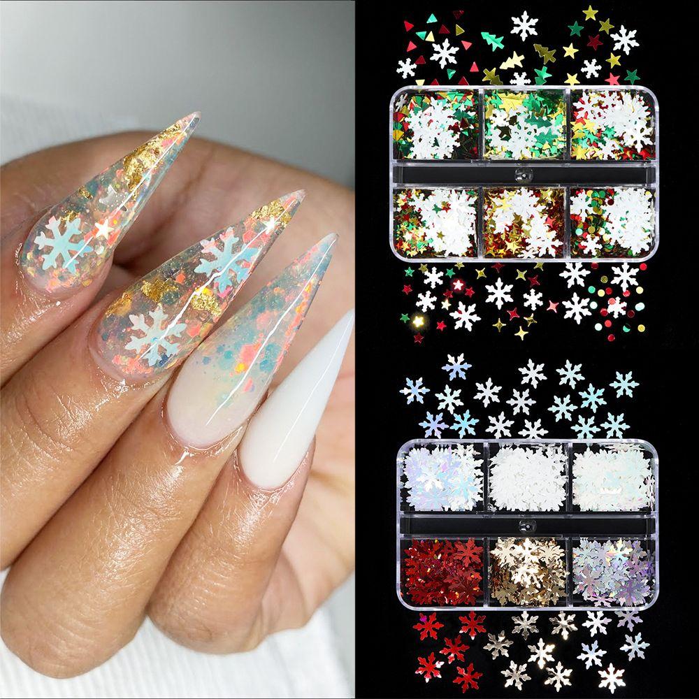 Nail Accessories for Nail Art Decoration Glitter Set Christmas Nail Stickers 3D Snowflake Sequins
