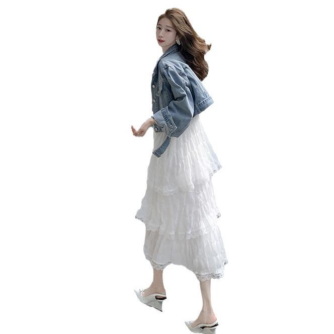 White Suspender Dress Women's Summer New French Beautiful Lace Splicing Super Fairy Seaside Vacation Suspender Skirt