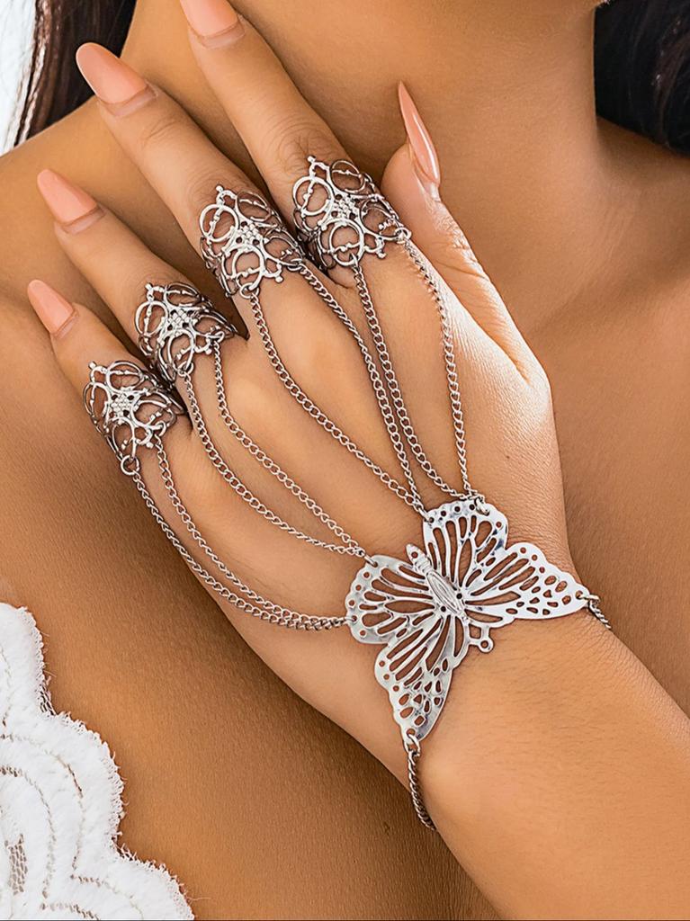 Damen Mode Design Schmetterling Gotisch Personalisiert Fingerarmband Schmuck Zubehör, geeignet für Partys und Urlaubsgeschenke