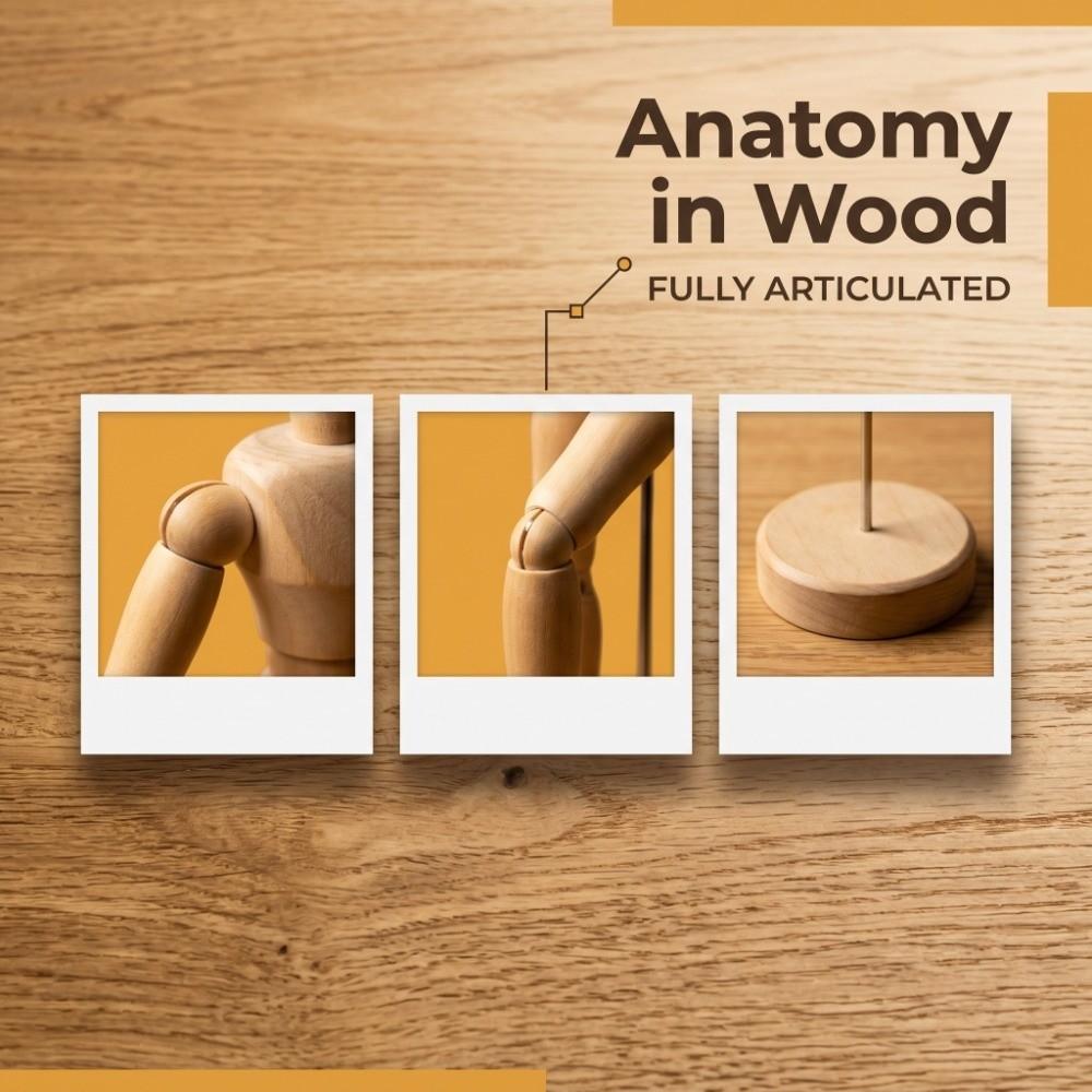 Hardwood Material Wooden Drawing Manikin Flexible Joints Human Figure Model Art Sketching
