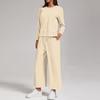 Women's Casual Round Neck Loose Fit Sweatshirt and Joggers Set with Split Hem