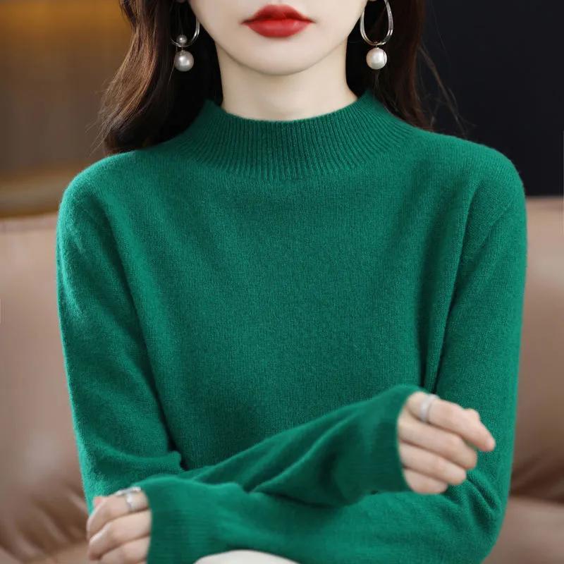 Sweater Spring and Autumn Half-high Collar Loose Long-sleeved Pullover Sweater Women's Knitted Bottoming Shirt
