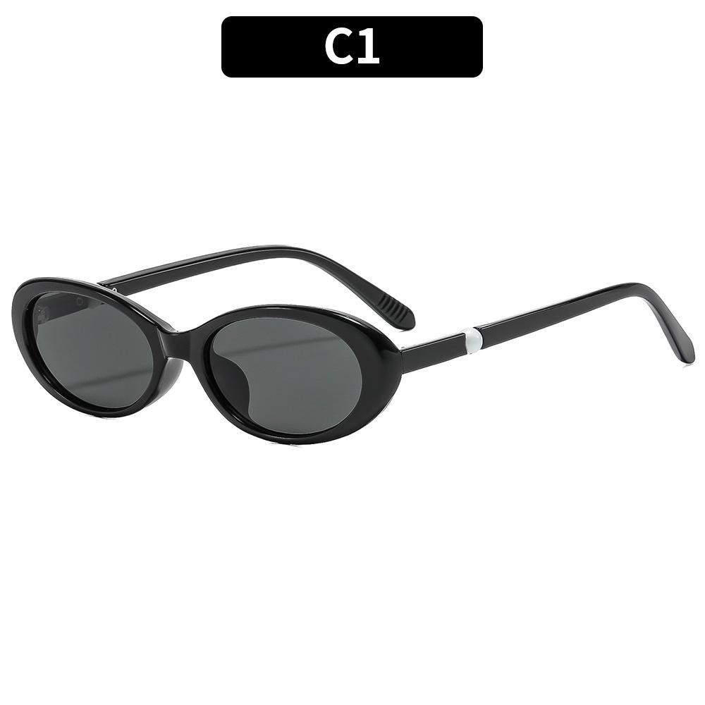 European And American Fashion New Korean Version Of Cat Eye Sunglasses Small Frame Oval Street Shot Versatile Sunglasses Pearl Decorative Glasses