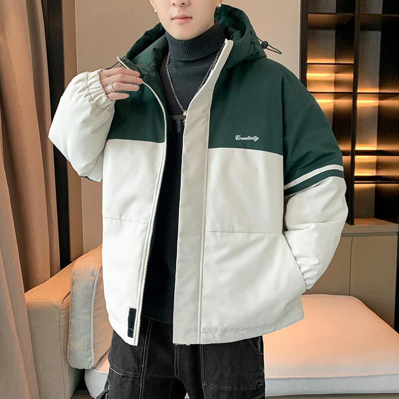 Pánská zimní zateplená bunda pro americký pár s kapucí, teplá sametová zateplená bunda