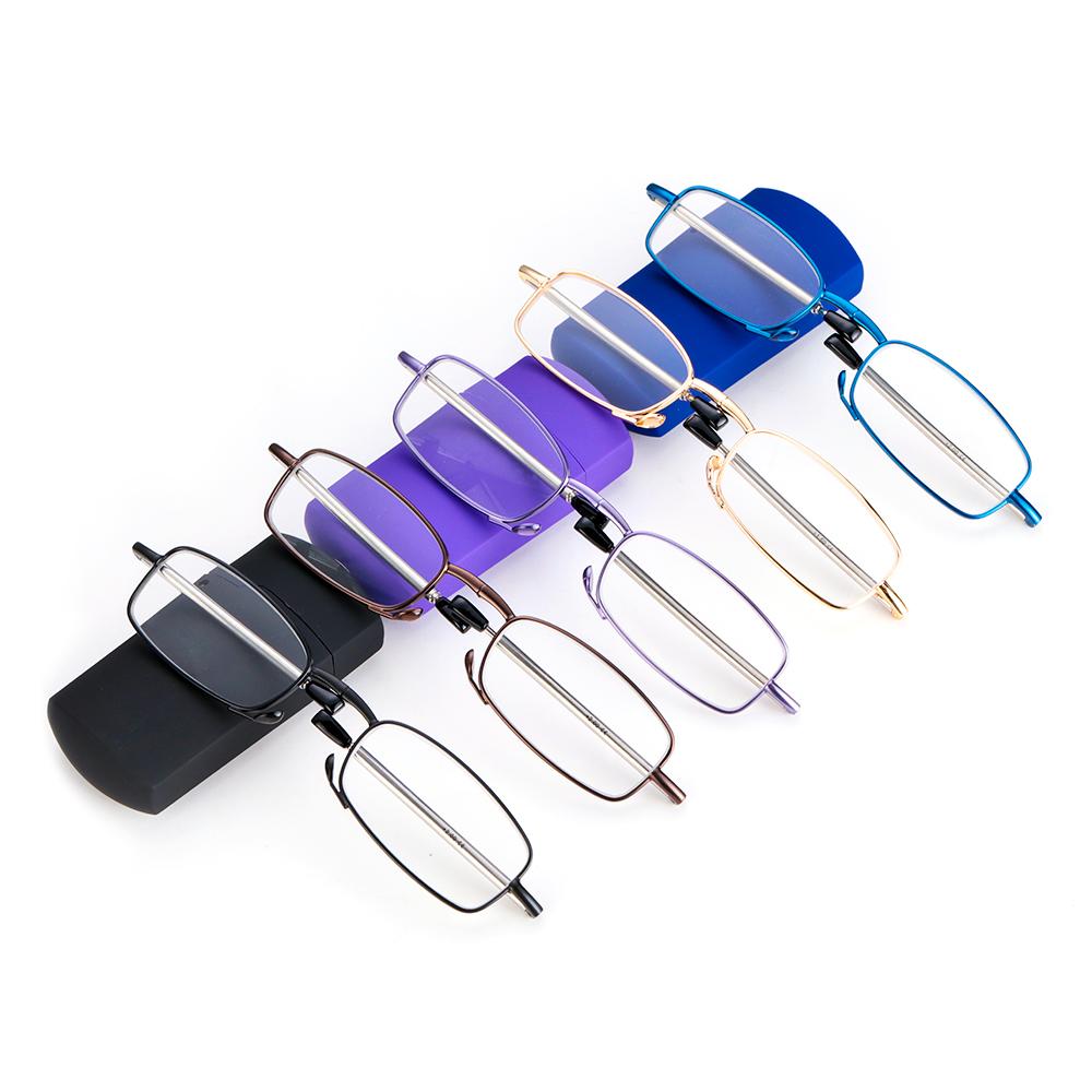 Premium Folding Reading Glasses for Men Ladies Portable Telescopic Legs Rotation Presbyopia Eyeglasses with Glasses Case Strength+1.0~4.0
