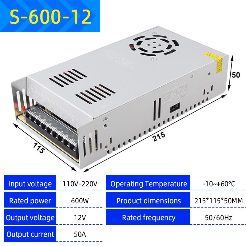 220V to 12V/24V/5V Switching Power Supply, 2A-20A High-Power Transformer for LED Strips & Monitoring Systems