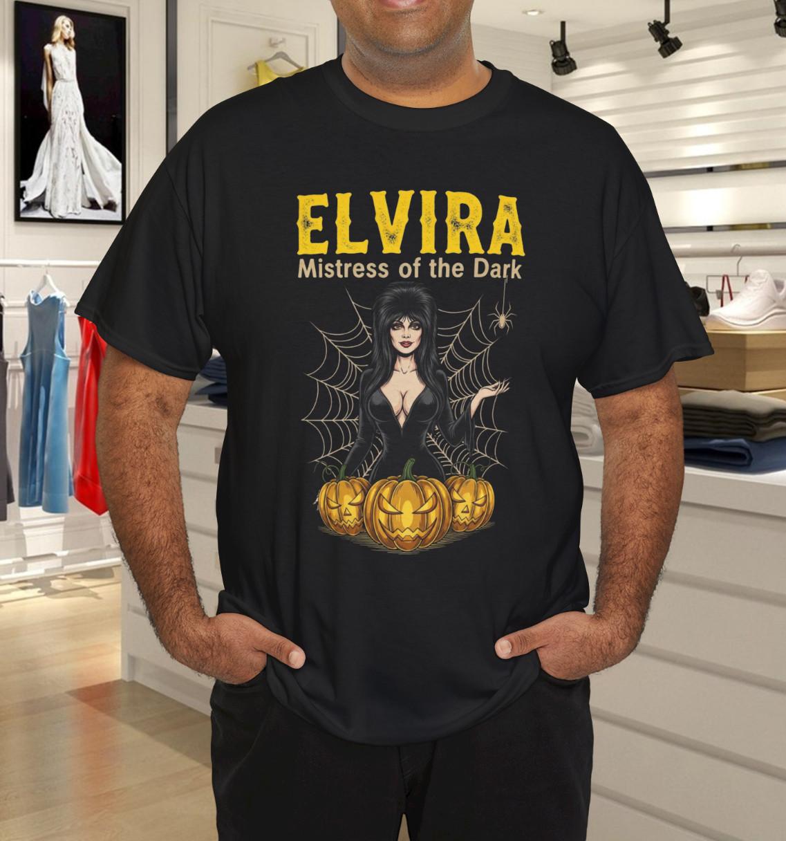 Halloween vintage Elvira Mistress of the Dark T-Shirt Mens Womens Tees Top 4XL
