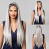 LOUIS FERRE Synthetic 13x6 Lace Wigs Long Straight Hair Gray Ombre Wigs Daily Use Party Wig for White Women Heat Resistant