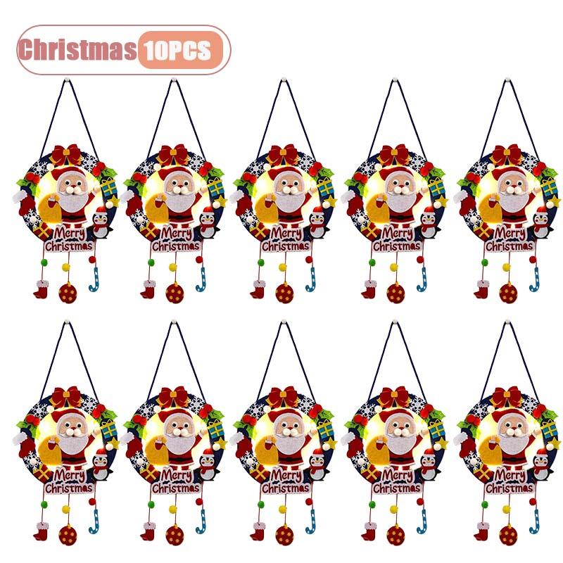 Glowing Kids DIY Christmas Wreath Handmade Lighted LED Holiday Decoration Christmas Tree Ornament Gift Classroom Christmas Craft