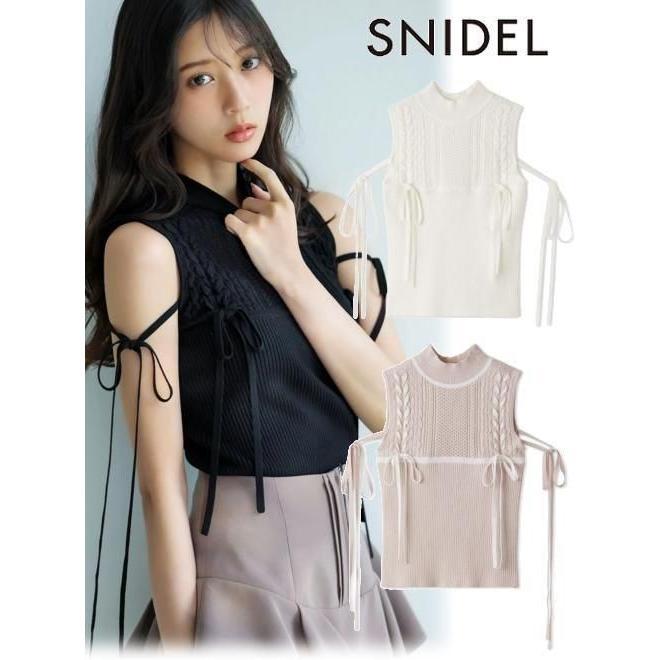 (10% OFF & 300 yen OFF for a limited time) snidel / Snidel Lace-up ribbon design knit pullover 26 Spring/Summer. SWNT262108