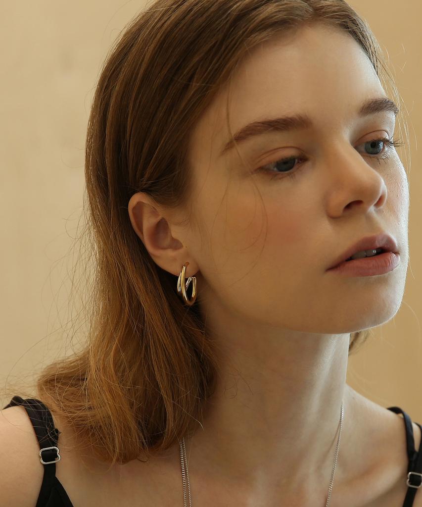 Lazydawn Two-Tone Layered Earring E010