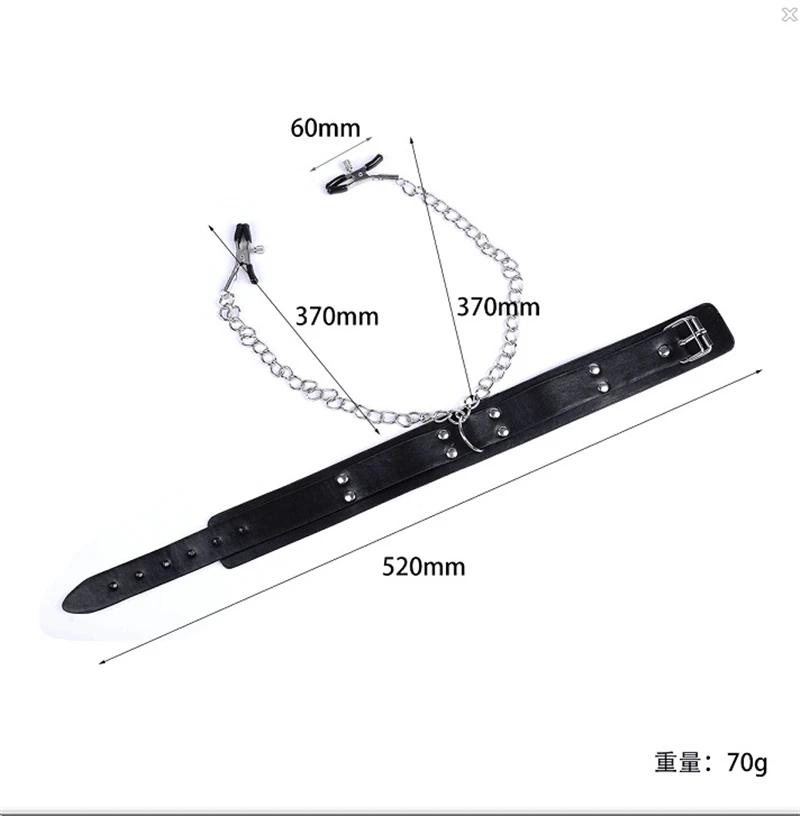 Bdsm Leather Choker Sexy Neck Collar With Nipple Breast Clamp Clip Chain Adult Sex Toys For Women Couples Flirting Erotic Games