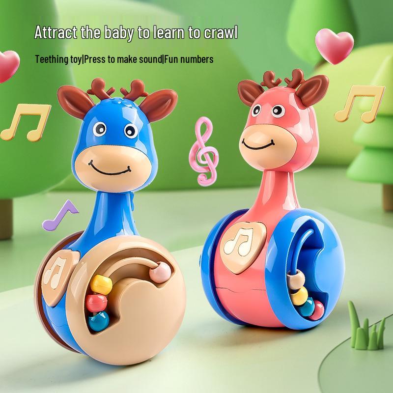 Fawn Tumbler: Educational Soothing Squeaky Dinosaur Toy for Babies and Children