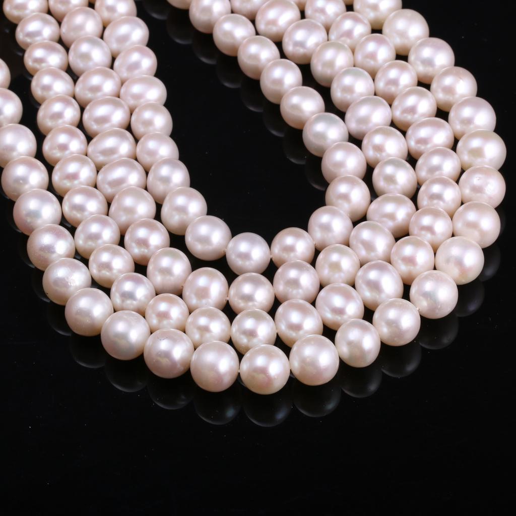 1String, Potato-shaped Pearls, 9–10 Mm, White Natural Freshwater Pearl Beads for Jewelry Making DIY Necklace Bracelet Crafts, Mother's Day Gift 36cm