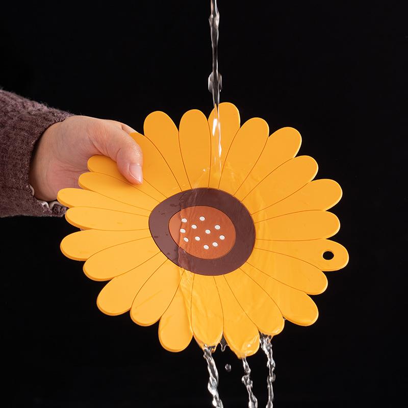 2pcs Silicone Trivet Mat Cute Sunflower Anti Scalding Mat, Heat Insulation Pat for Dishes, Soft Silicone Meal Mat Table Anti Slip Coaster