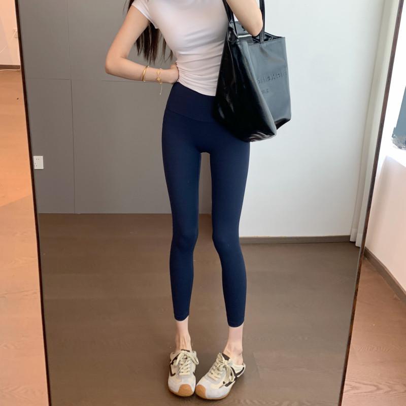 

L Brand Seamless High-Elasticity Antibacterial Breathable 9-Point Yoga Pants - Spring/Summer New Release S темно-синий
