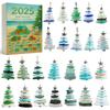 Sea Glass Christmas Tree Advent Calendar 2025 with 24 Mini Christmas Tree Ornaments Christmas Advent Calendar for Home Decor