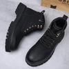 British Rhubarb Martin Boots Men's Autumn and Winter Cotton Thickened Winter Boots Retro Leather Versatile Platform Men's Boots
