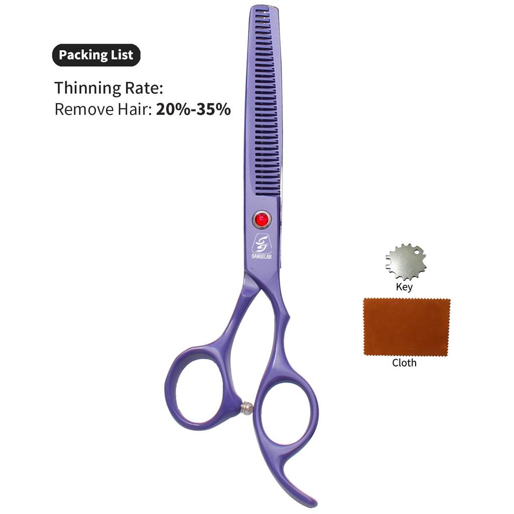 Sangelar 6.5 inch Colorful Pet Hair Scissors Thinning Scissors Pet Grooming Dog Scissors Professional Teddy Animal Hair Thinning Shear