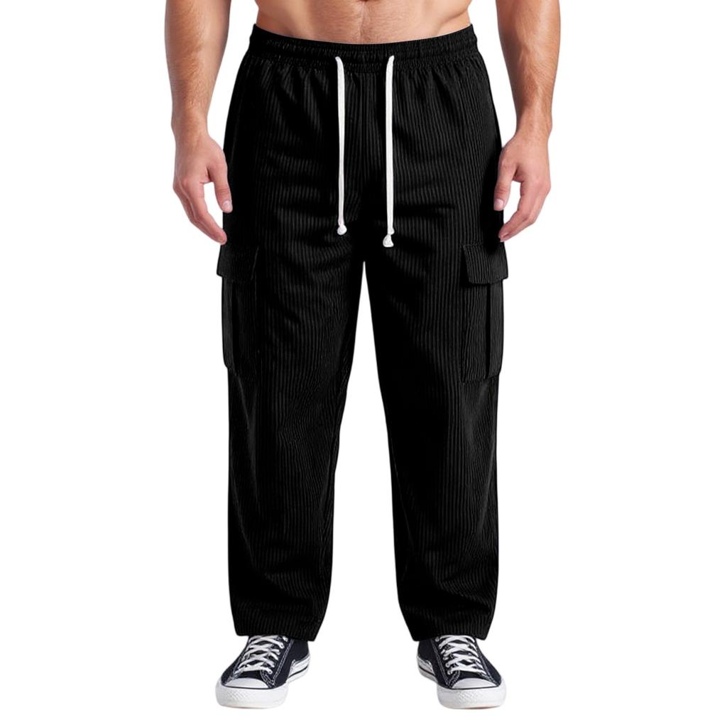 Men's Casual Versatile Retro Workwear Pants, Loose Straight Zipper Casual Pants