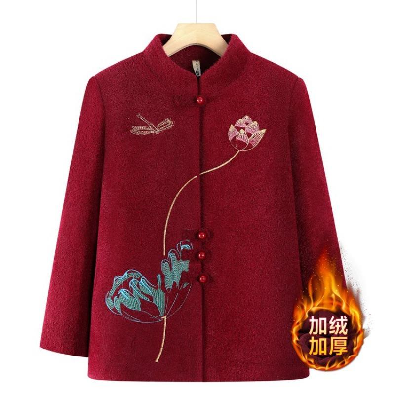 Winter Coat Fleece Thickened Winter Stand-up Collar Autumn and Winter Old Lady Clothes On Clothes
