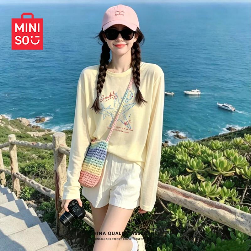 MINISO Women's Snowflake Cotton Long-Sleeve Sun Protection Top