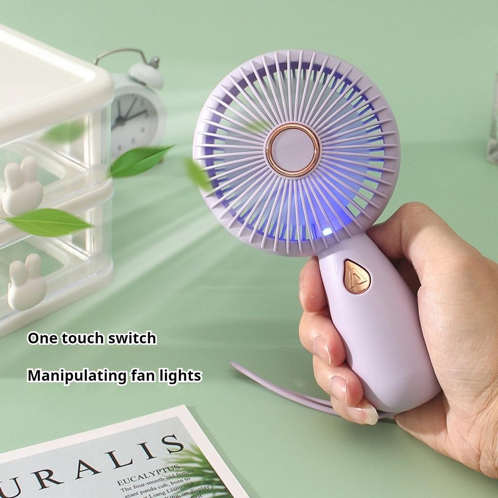 Mini-Handventilator, tragbarer, wiederaufladbarer USB-Ventilator mit LED, schlichtes Design, Geschenk