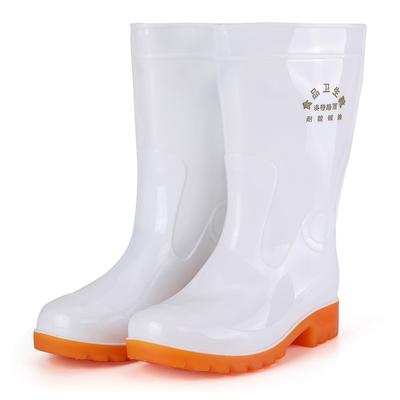 Medium Tube Rain Shoes Men's White Medium Help Food Hygiene Rain Boots Waterproof Shoes Rubber Shoes