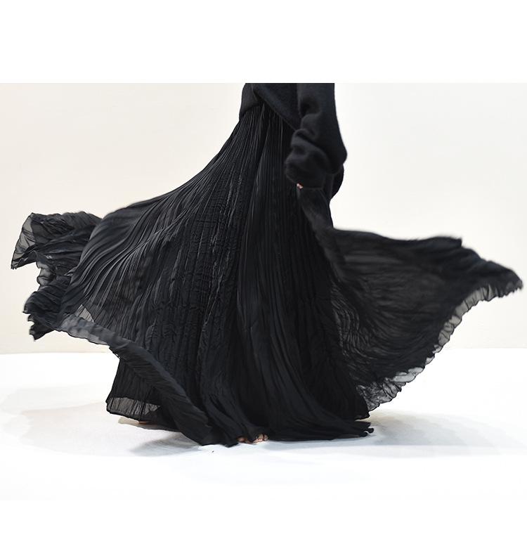 2025 Eleganter Chiffon-Midikleid mit 6 Meter breitem Saum für Damen, A-Linie, für Frühling/Sommer