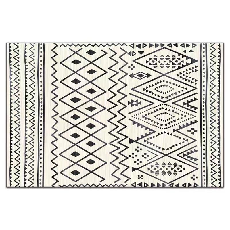 Morocco Vintage Living Room Rug Home Sofa Coffee Table Rug Room Decor Bedside Blanket Non-Slip Crystal Velvet Floor Mat