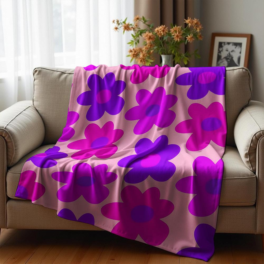 Two Tone Oval Dot Anime Cartoon Flannel Blanket Soft Warm Throw for Bedroom Sofa Car Kids Holiday Gift