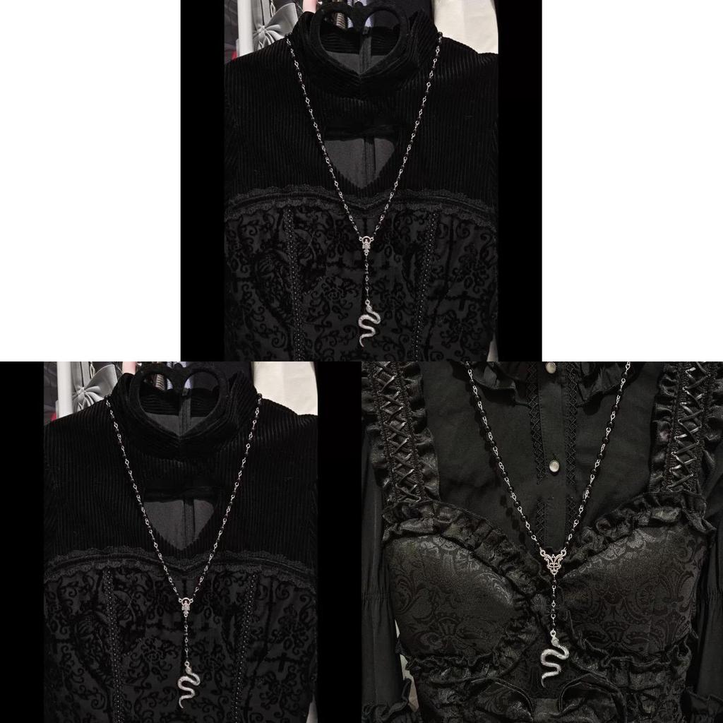 Gothic Punk Y2k Snake Pendant Necklace For Women With Alloy Chain Jewelry