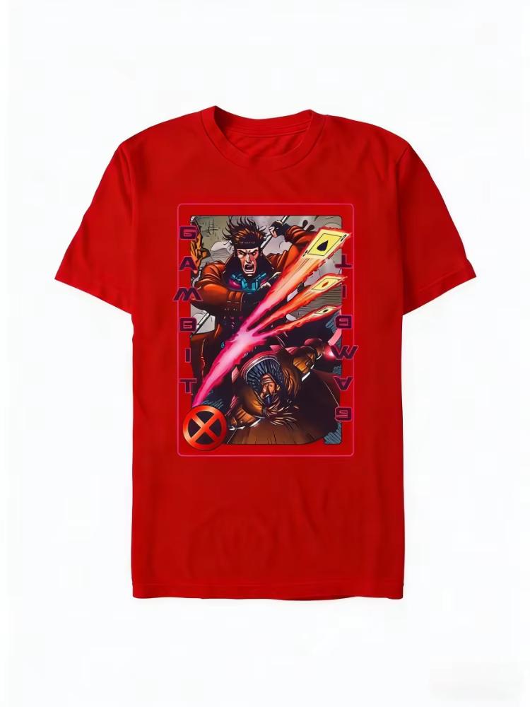 Marvel 2026 Neues Vintage XMen Gambit Karte Comic Druck Mode Hohe Qualität Unisex Kurzarm Freizeit Übergröße T-Shirt