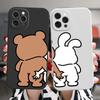 Funny Bunny Bear Couple Phone Case for IPhone 13 14 15 12 11 Pro Max Mini X XR XS MAX 7 8Plus SE2 Cute Animal Clear Paired Cover