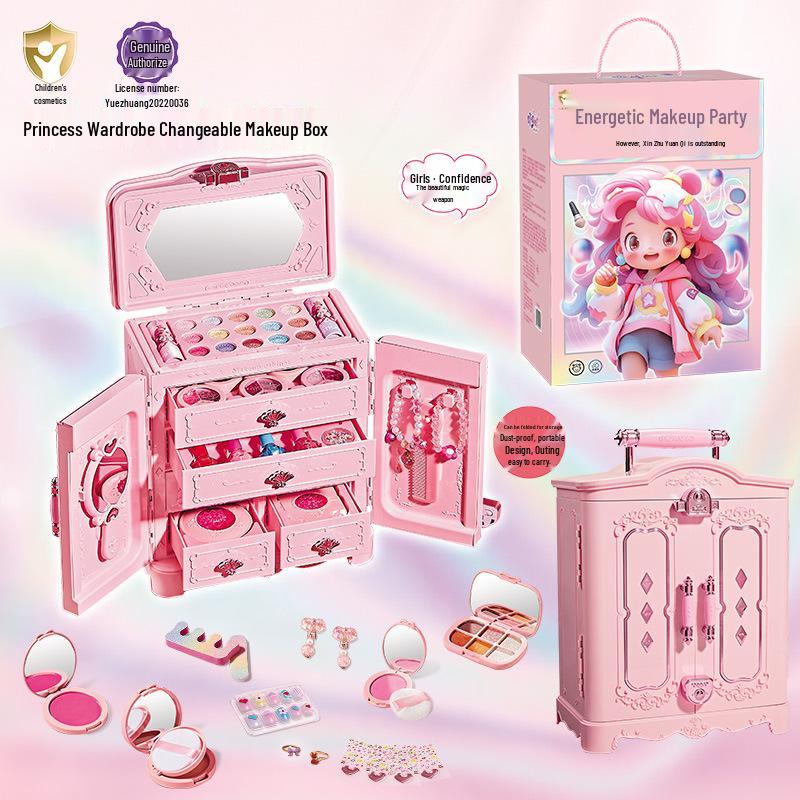 Prinzessin Make-up Set für Mädchen - Kosmetikkoffer mit Lippenstift & Nagellack