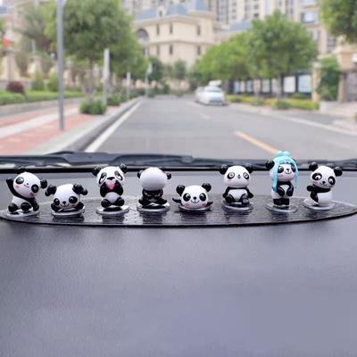Cartoon Panda Car Ornament Non-slip Mat Console Dashboard Decoration Diy Creative Resin Crafts Lady Car Interior Accessories