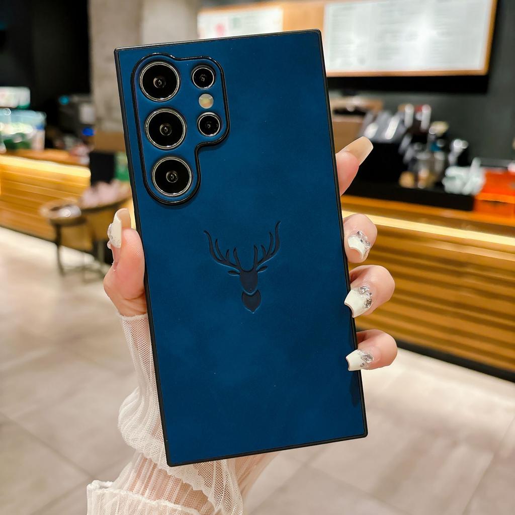 Samsung S25ultra Mobile Phone Case S24U Magnetic Deer Head New S23FE Lambskin Protective Case S22