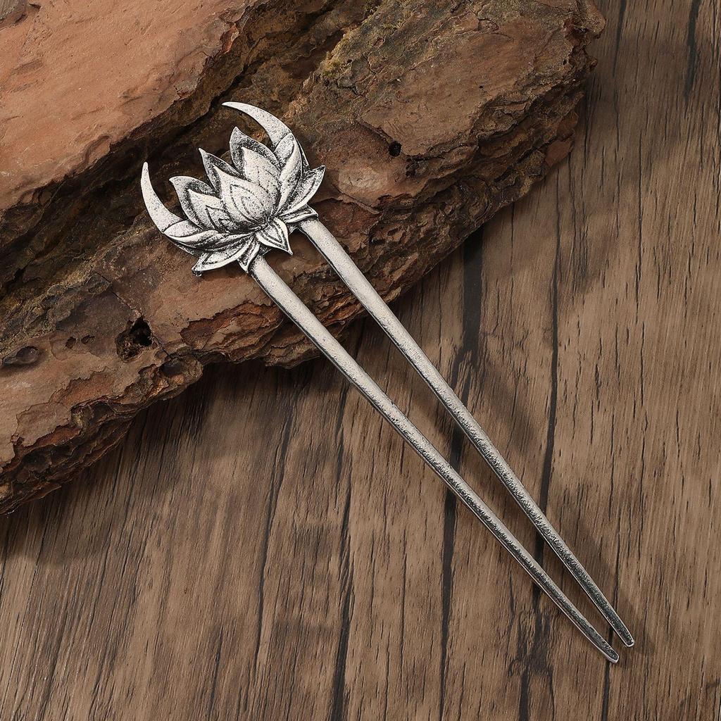Viking Lotus U-Shaped Hairpin: Retro Norwegian Style Women's Jewelry Accessory