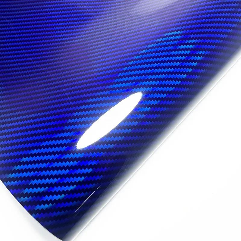 High Gloss Laser Blue Carbon Fiber Vinyl Film Motorcycle Body Stickers Rainbow Car Film Covers Accessories Wrap Foil Sticker