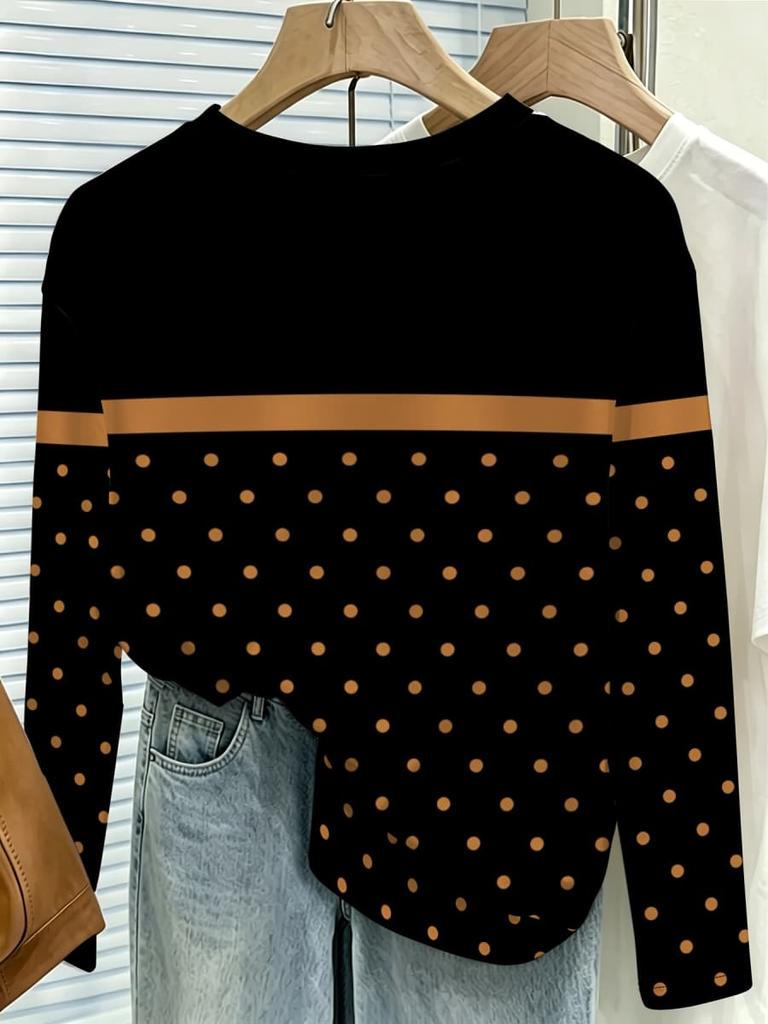 Women's Creative Printed Long-sleeved T-shirt, Breathable, Soft and Comfortable, Suitable for Casual Wear All Year Round
