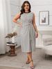 Women Spring Summer Elegant High Waist Round Neck Loose Striped Dress Fashion Comfortable Versatile Dress