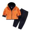 Set in pile autunnale e invernale per bambini, set due pezzi per capispalla e pantaloni da bambino e bambina, con cappuccio ispessito
