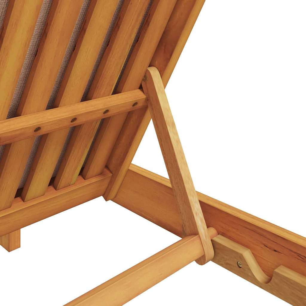 Sun Lounger with Cushions Beige Solid Acacia Wood