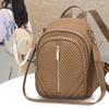 Geflochtener Rucksack mit Convertible-Funktion, vertikalem goldenem Reißverschluss, mehreren Taschen, Tagesrucksack, lässige Umhängetasche